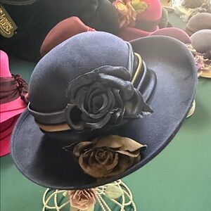 Elegant Blue Floral Women's Hat by Andre from Canada